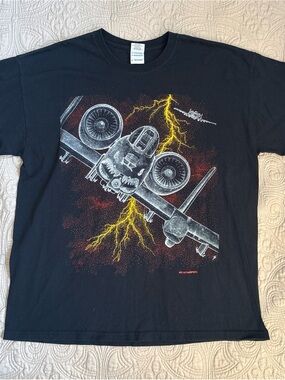 Gildan Black A-10 Thunderbolt II Tee with Yellow Lightning